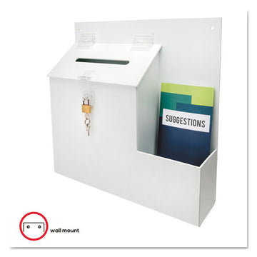 deflecto® Suggestion Box Literature Holder With Locking Top, 13.75 X 3.63 X 13.94, Plastic, White freeshipping - TVN Wholesale
